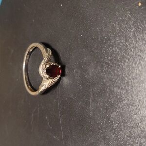 Elegant Sterling Silver and Red Garnet Ring Size 10